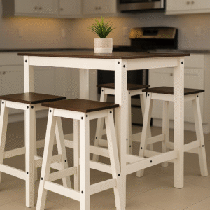 wooden table and chairs